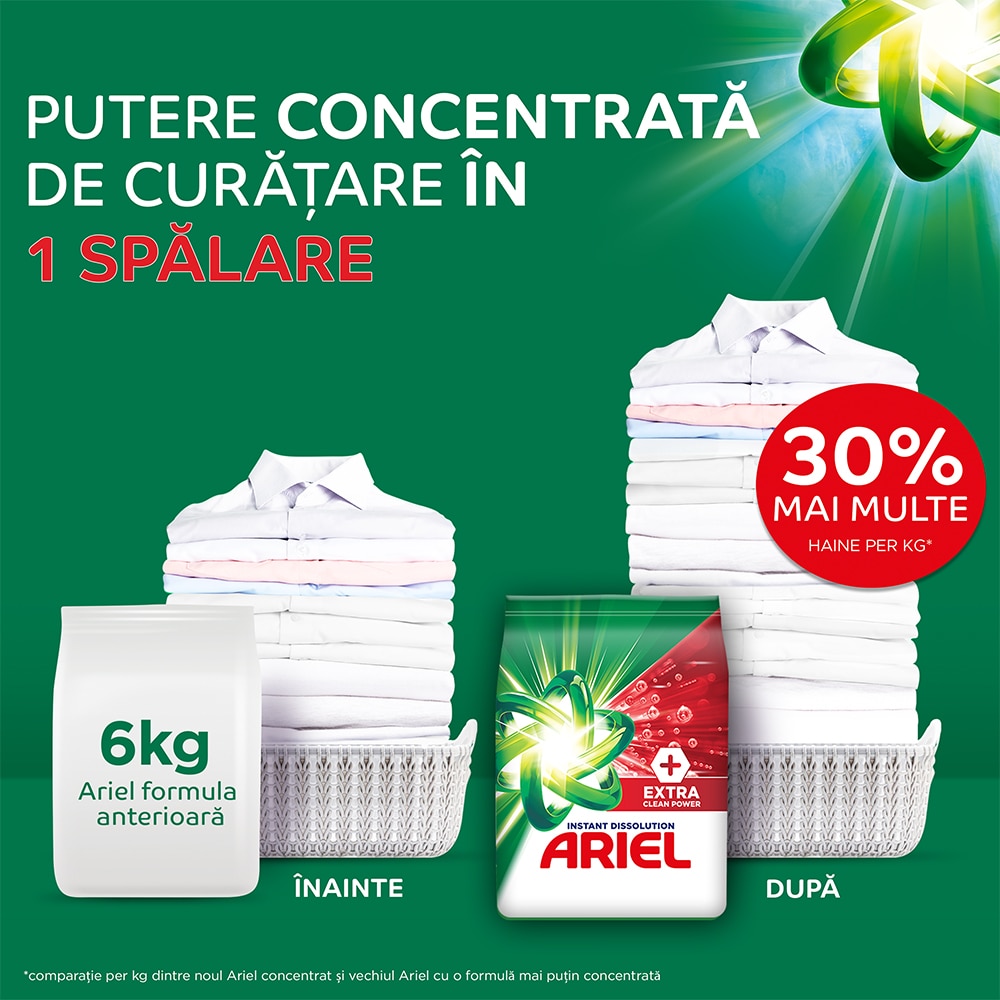 Detergent automat ARIEL +Extra Clean Power, 5.1 kg, 68 spalari