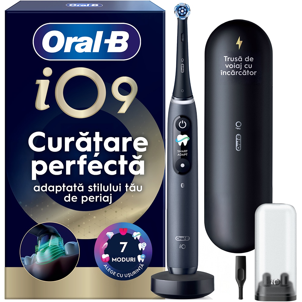 Periuta de dinti electrica ORAL-B iO9, Bluetooth, Curatare 3D, 7 programe, 1 capat, negru