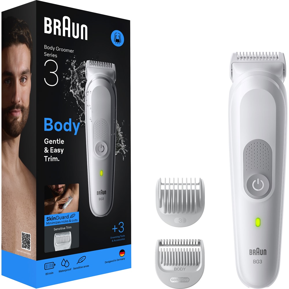 Aparat de tuns BRAUN Seria 3 BG3530, acumulator, 80 min autonomie, argintiu