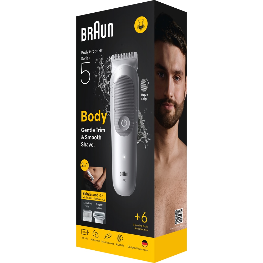 Aparat de tuns BRAUN Seria 5 BG5550, acumulator, 100 min autonomie, argintiu