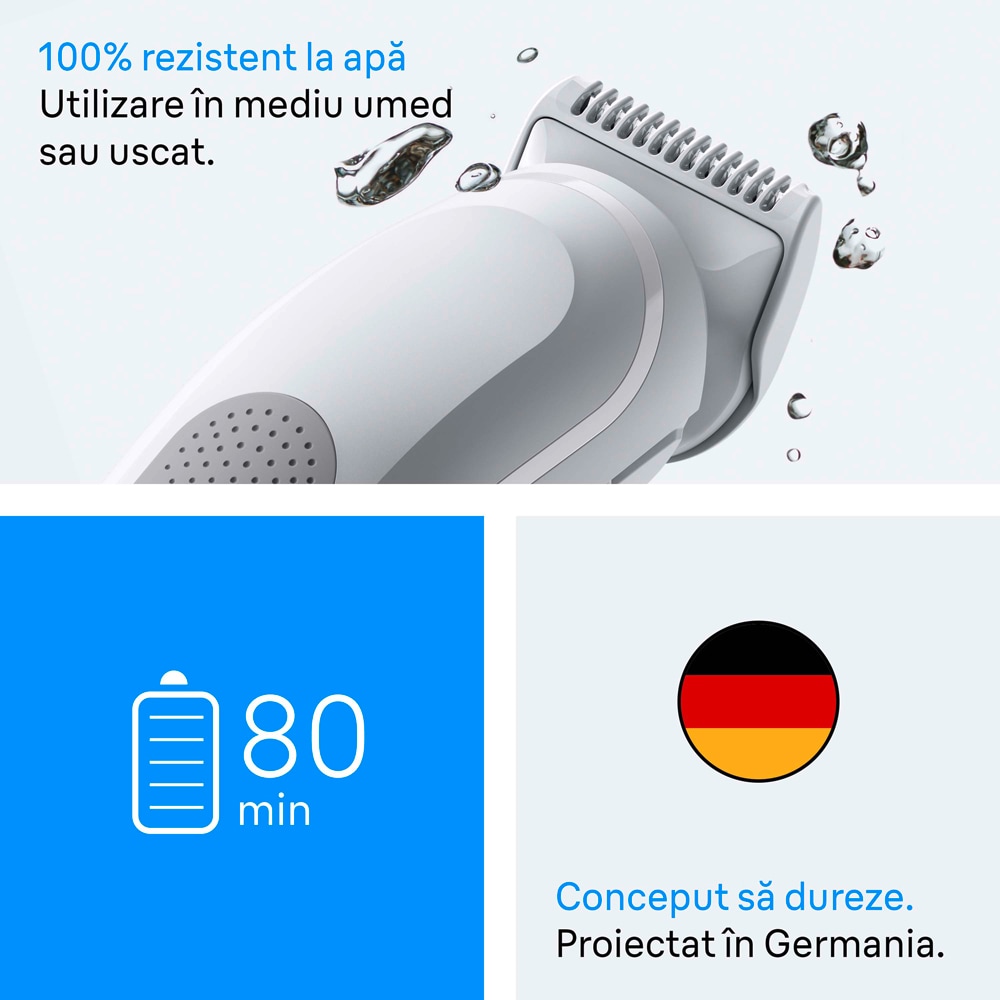 Aparat de tuns BRAUN Seria 5 BG5550, acumulator, 100 min autonomie, argintiu