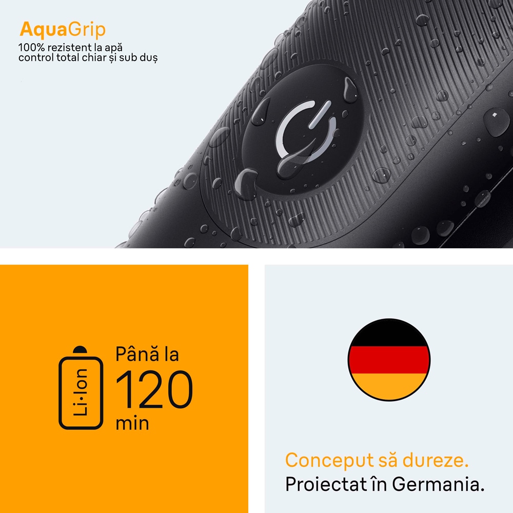 Aparat de tuns BRAUN Seria 5 AIO5560, acumulator, 120 min autonomie, argintiu