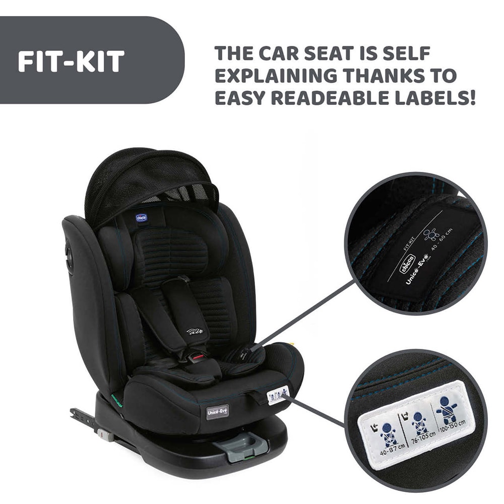 Scaun auto CHICCO Unico 870308BLACK, Isofix, 0-36 kg, i-Size, negru
