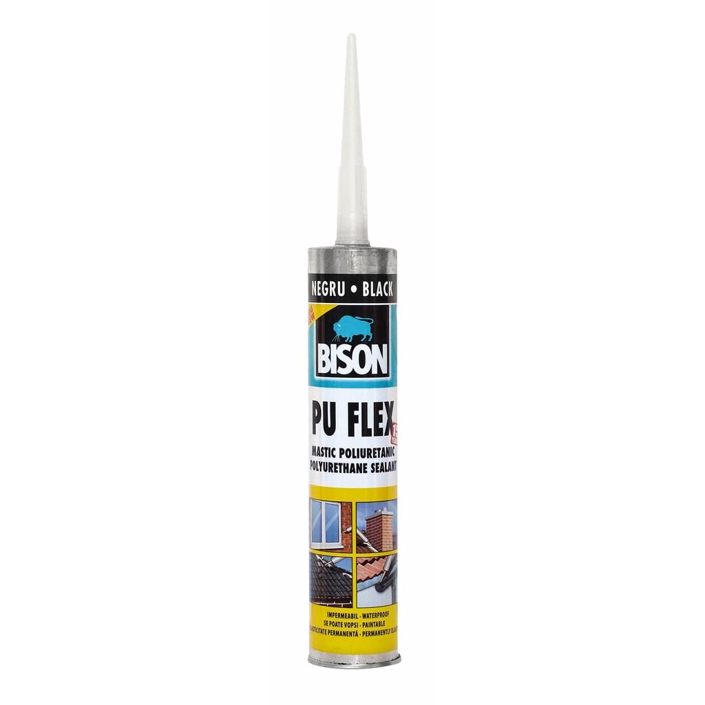 Adeziv etansant poliuretanic BISON Pu Flex, negru, 300 ml