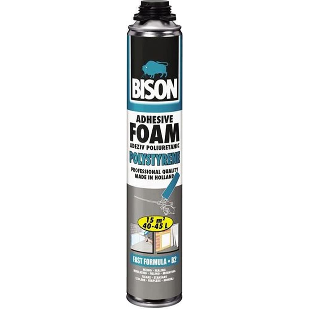 Adeziv poliuretanic pentru polistiren BISON, aplicare pistol, 750ml