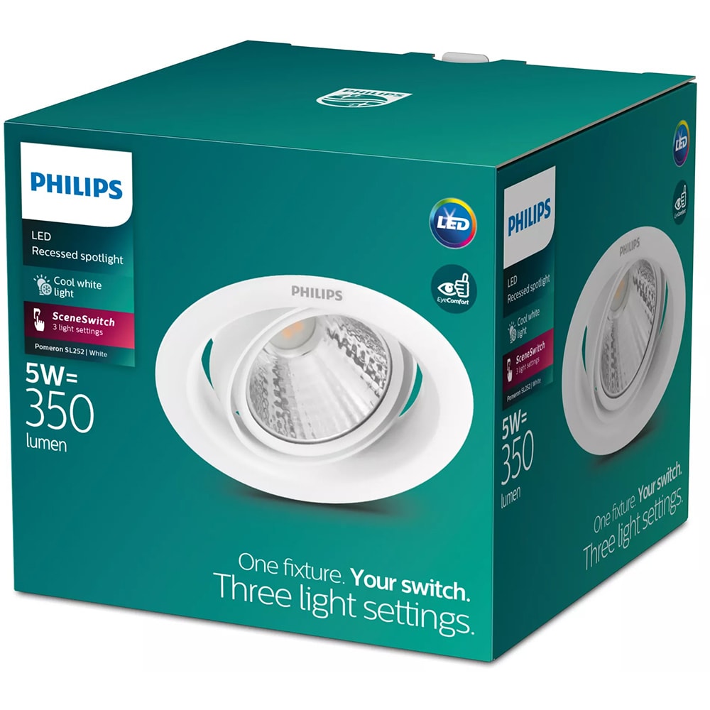 Spot LED incastrat PHILIPS Pomeron 8718696173800, 5W, 350lm, alb