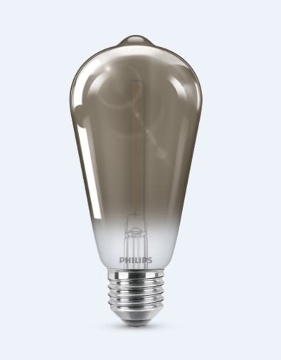 Bec LED decorativ, Filament Philips, 2.3W, E27, 2000K, fumuriu