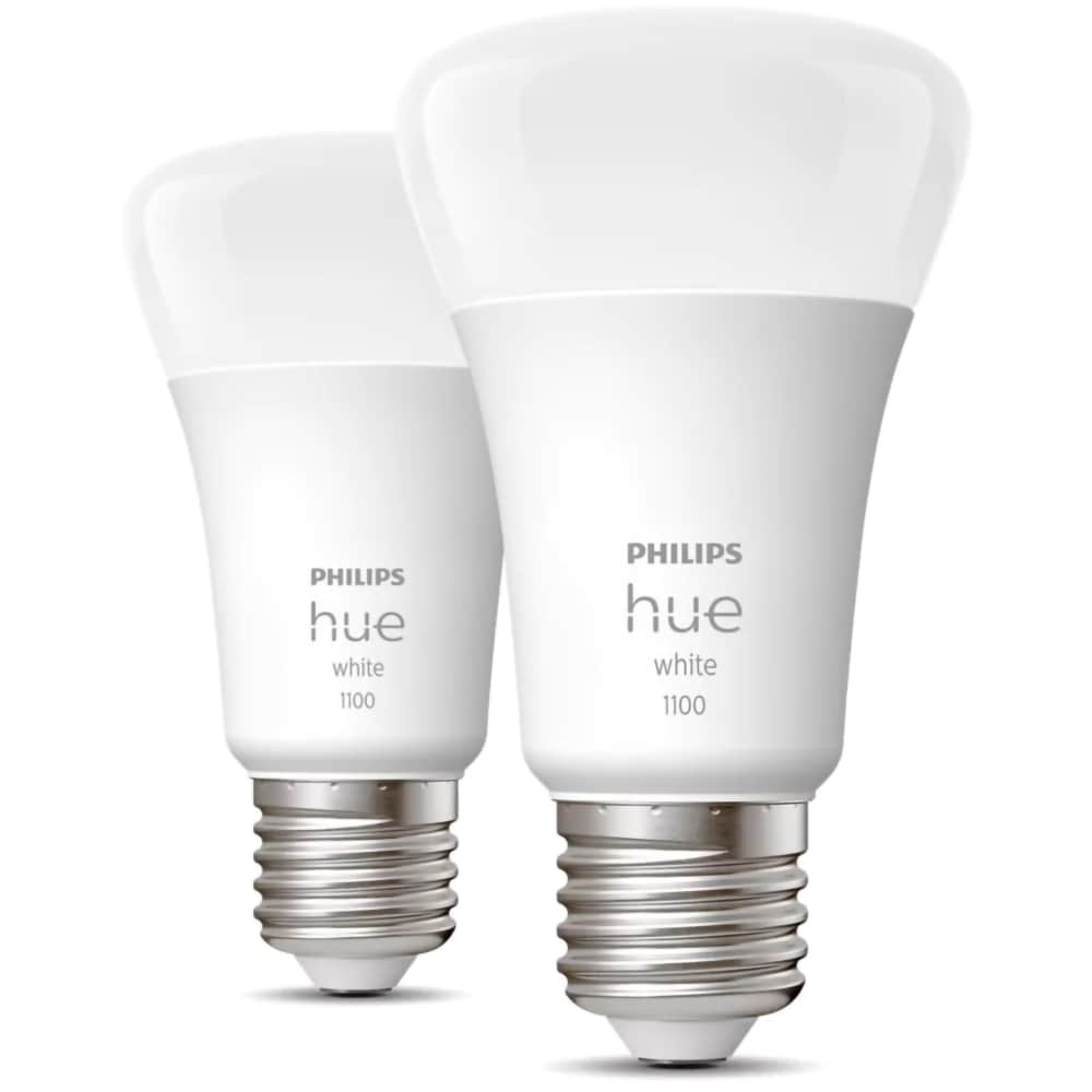 Set 2 becuri LED PHILIPS HUE, E27, 9.5W, 1055lm, Wi-Fi, lumina variabila, compatibil Alexa, Google Assistant