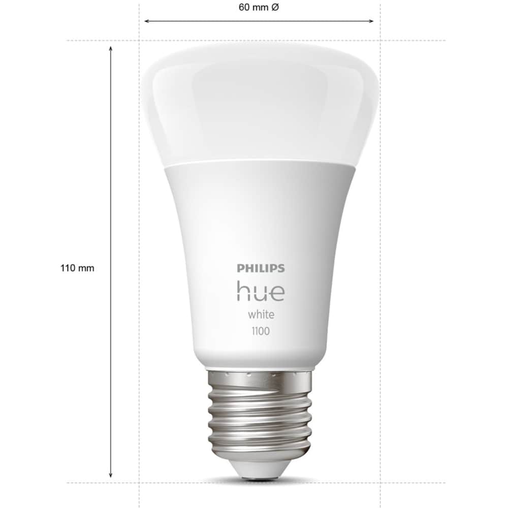 Set 2 becuri LED PHILIPS HUE, E27, 9.5W, 1055lm, Wi-Fi, lumina variabila, compatibil Alexa, Google Assistant