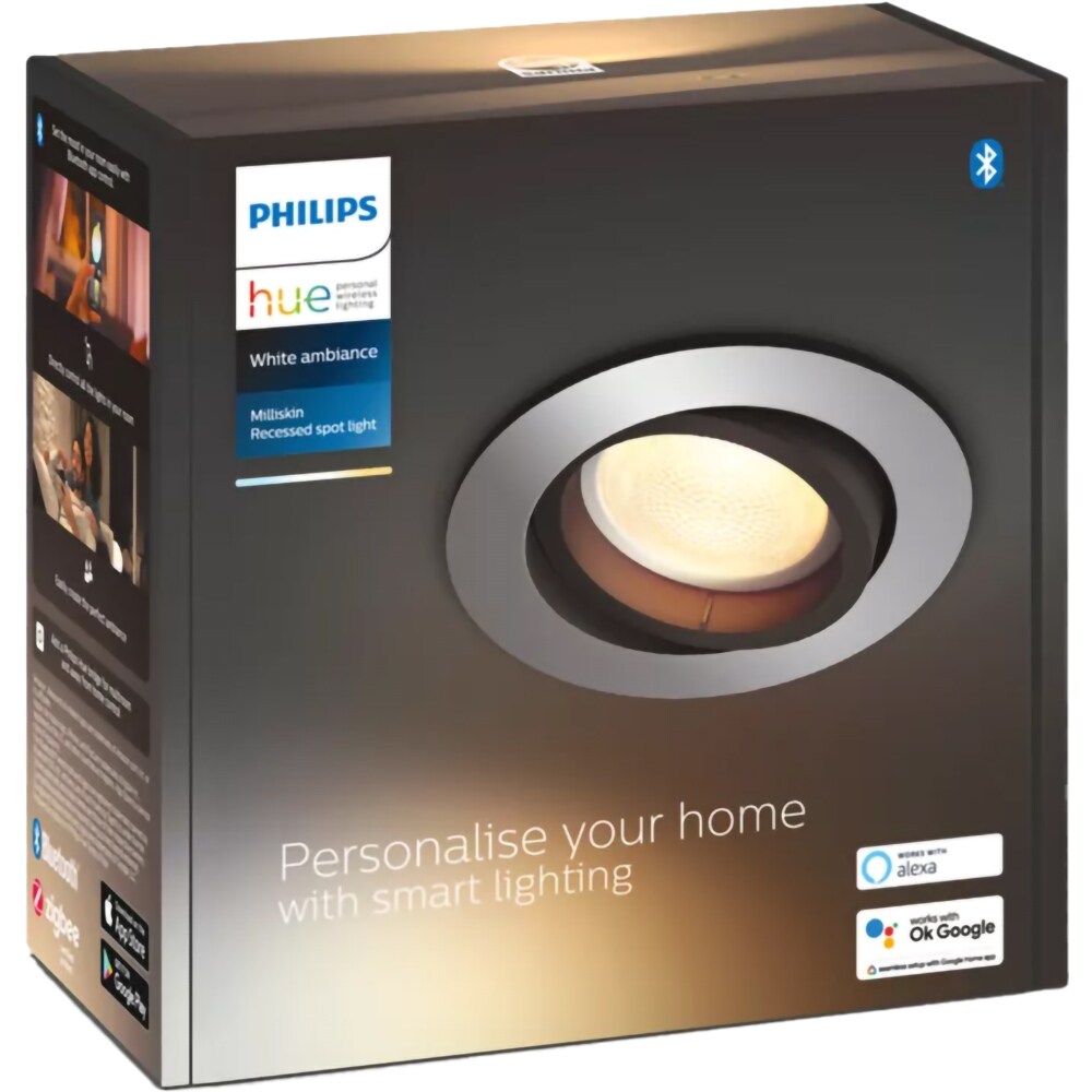 Spot LED smart PHILIPS HUE Milliskin, 5W, 350lm, IP20, aluminiu