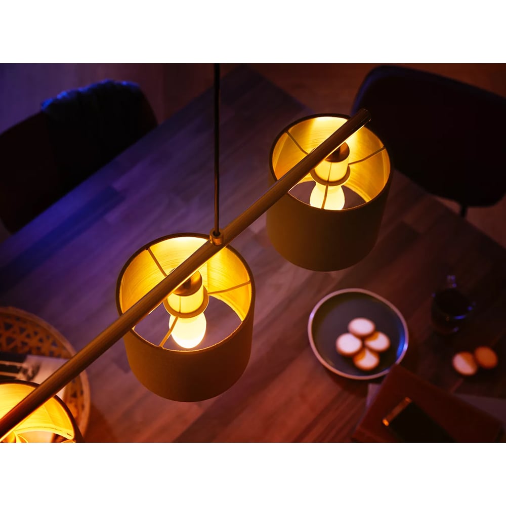 Set 2 becuri LED PHILIPS HUE, E14, 5.2W, 470lm, Wi-Fi, lumina variabila, compatibil Alexa, Google Assistant