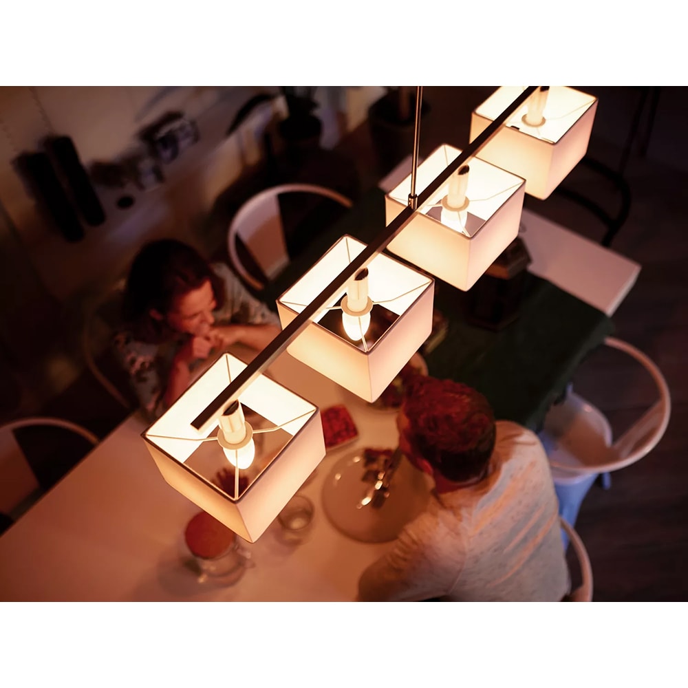 Set 2 becuri LED PHILIPS HUE, E14, 5.2W, 470lm, Wi-Fi, lumina variabila, compatibil Alexa, Google Assistant