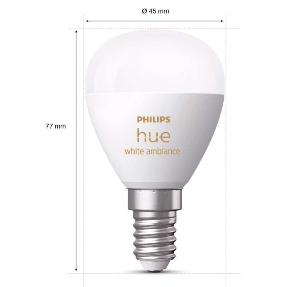 Set 2 becuri LED PHILIPS HUE, E14, 5.1W, 470lm, Wi-Fi, lumina variabila, compatibil Alexa, Google Assistant