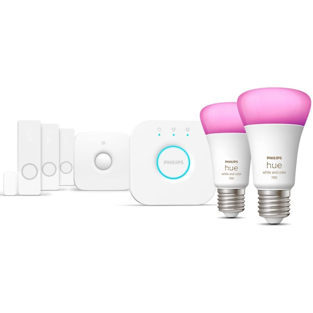 Kit 3 becuri LED PHILIPS HUE, E27, Bridge, Wi-Fi, lumina variabila, compatibil Alexa, Google Assistant