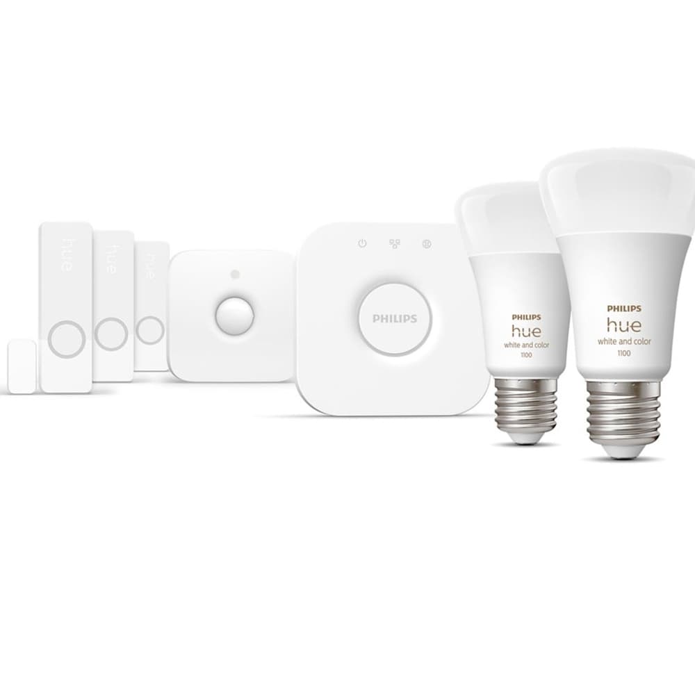 Kit 3 becuri LED PHILIPS HUE, E27, Bridge, Wi-Fi, lumina variabila, compatibil Alexa, Google Assistant