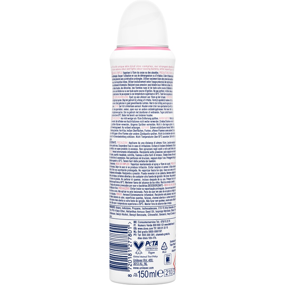 Deodorant spray DOVE Invisible Care 0% Aluminium Salts, 150ml