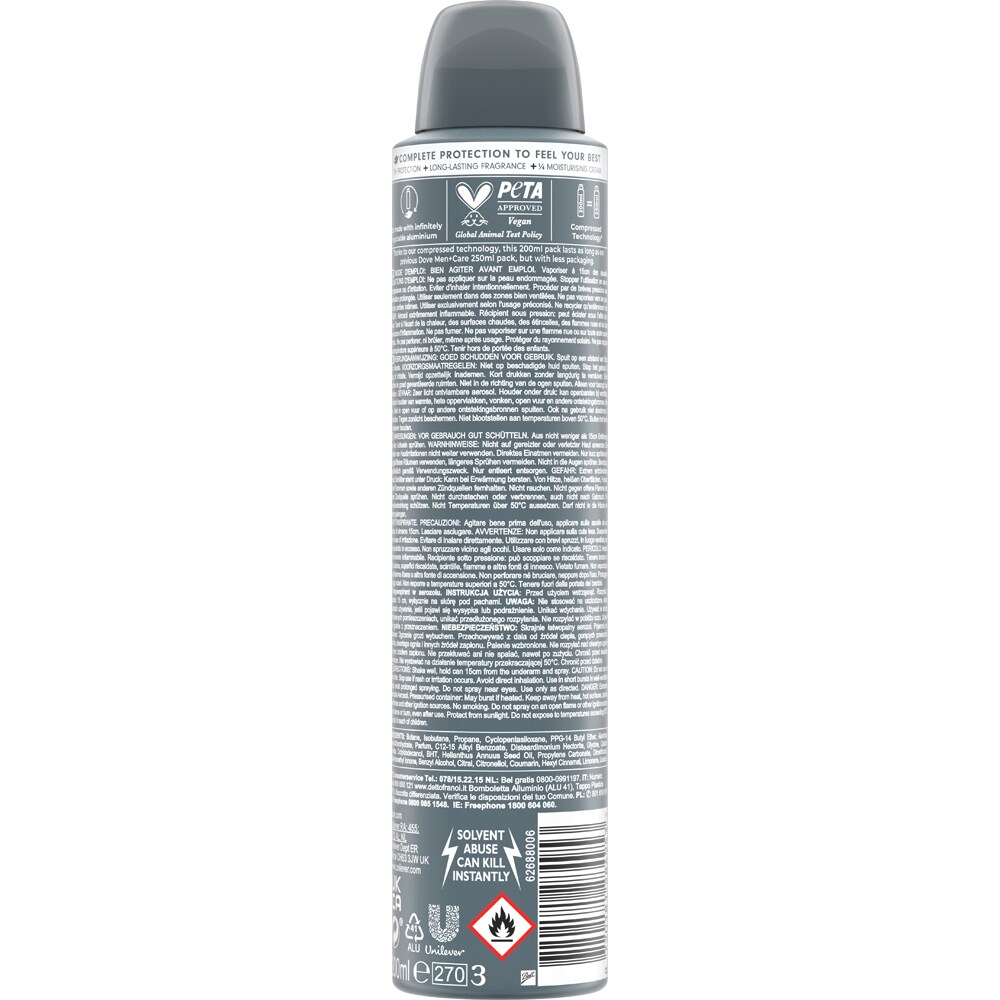 Deodorant spray DOVE Men+ Care Advanced Invisible Dry, 200ml