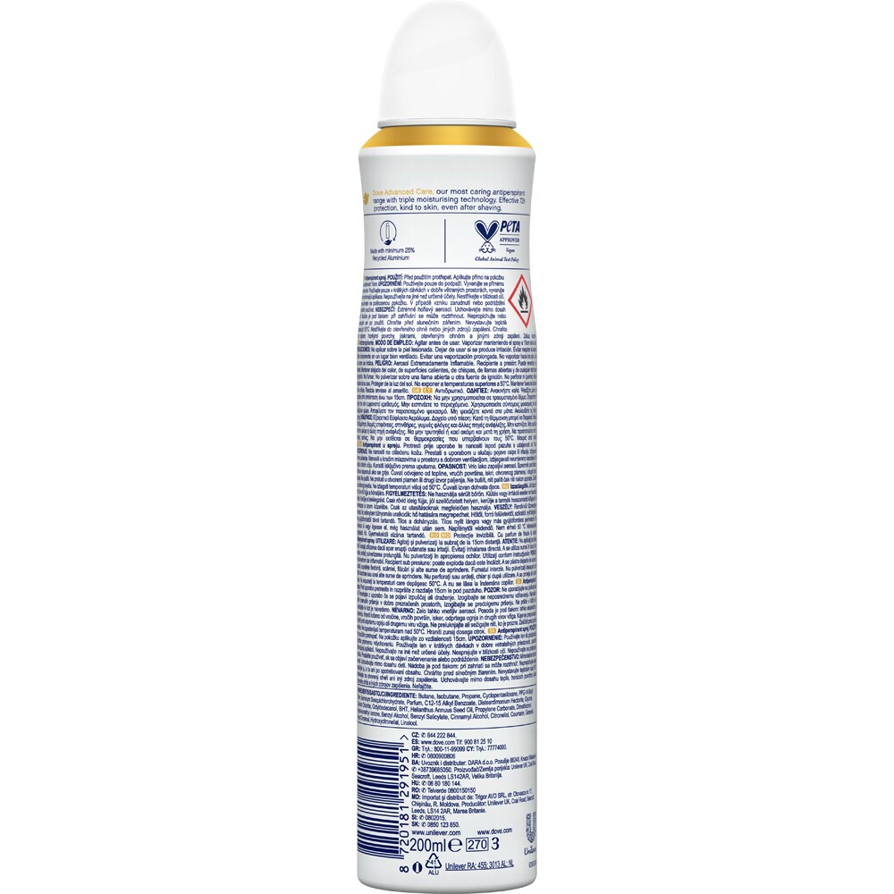 Deodorant spray DOVE Advanced Care Invisible Dry, 200ml
