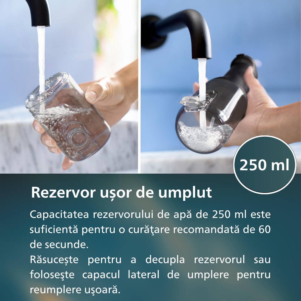Irigator bucal PHILIPS Sonicare Cordless Power Flosser 3000 HX3826/33, 2 capete, negru