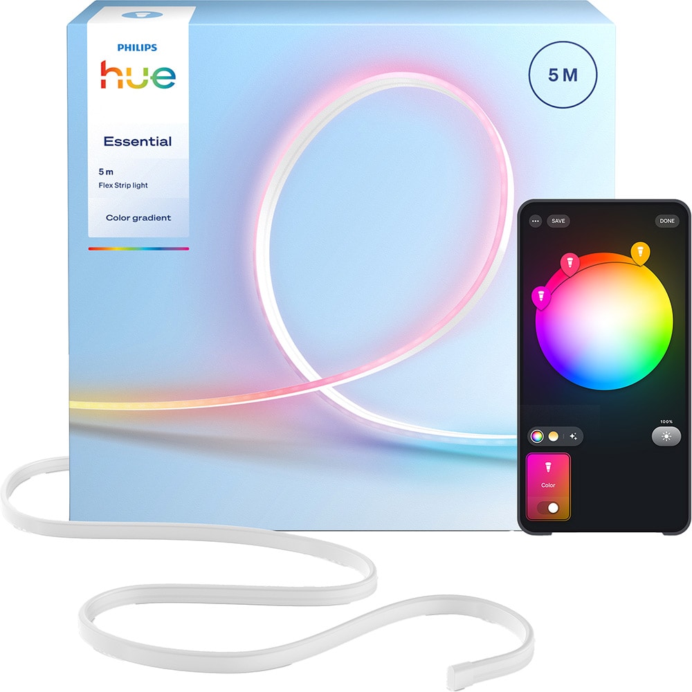 Banda LED RGB PHILIPS Hue Essential, 19W, IP20, plastic, transparent, 5 m