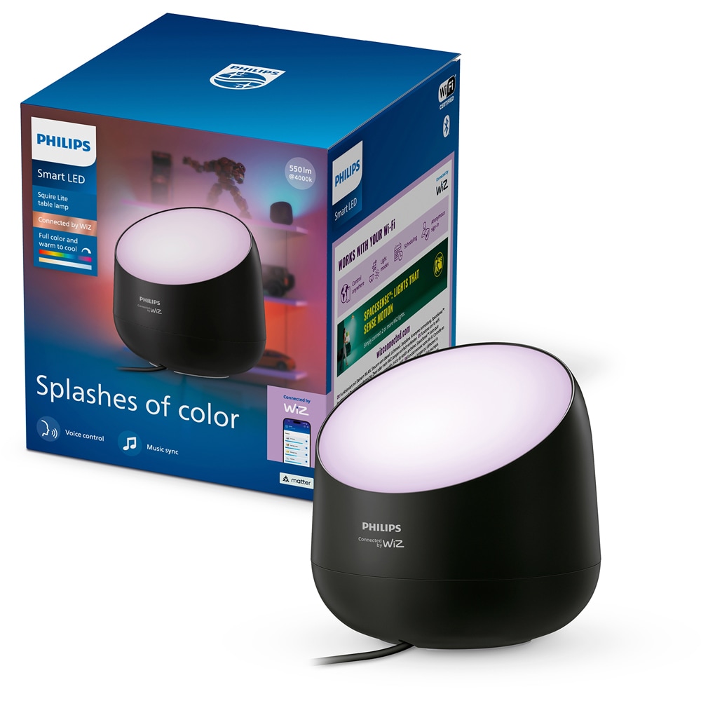 Lampa LED inteligenta PHILIPS 8721103158932, 8.5W, 550lm, Wi-Fi, WiZ, RGBW, negru