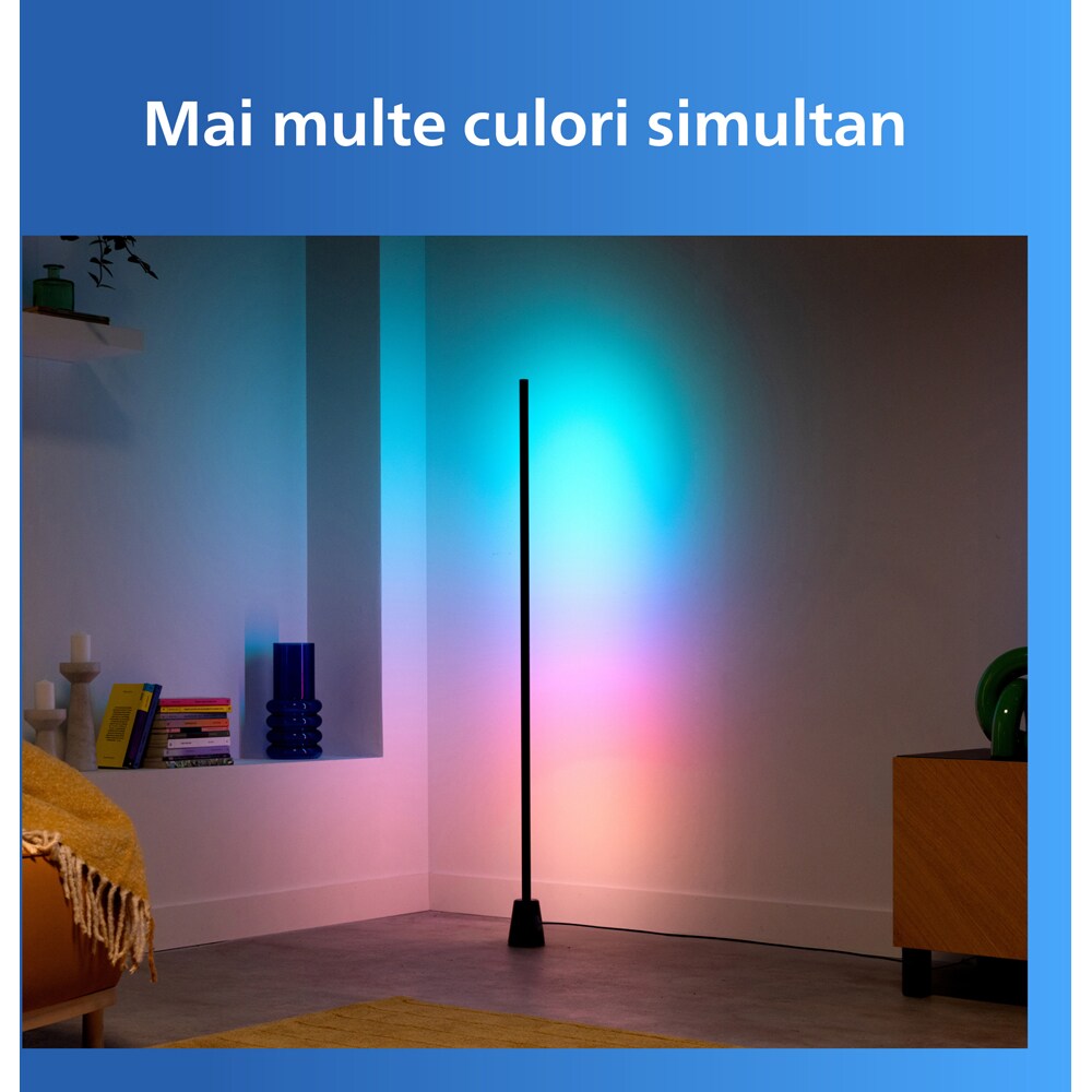Lampadar inteligent PHILIPS 8721103160706, 9.7W, Wi-Fi, RGBIC LED, WiZ, negru