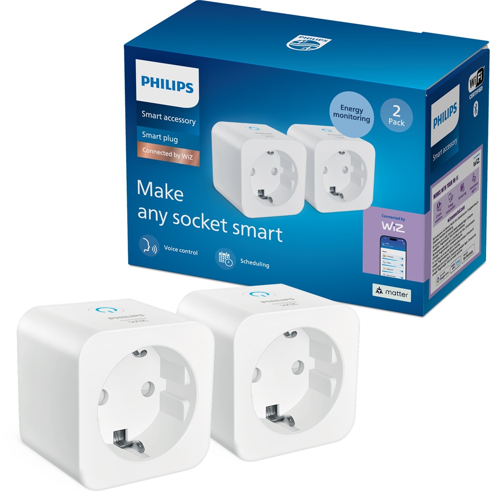 Pachet 2 prize inteligente PHILIPS 8721103164001, Wi-Fi, WiZ, IP20, alb