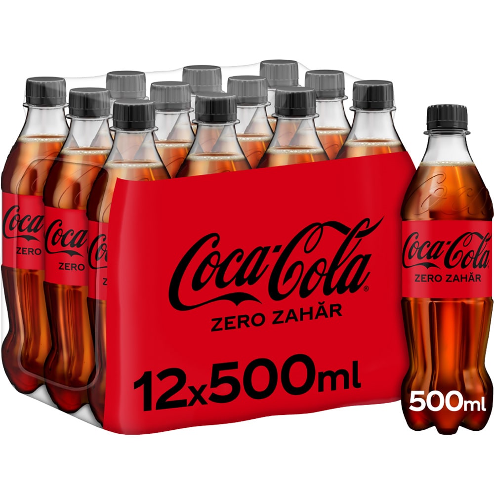 Bautura racoritoare carbogazoasa COCA-COLA Zero Zahar bax 0.5L x 12 sticle