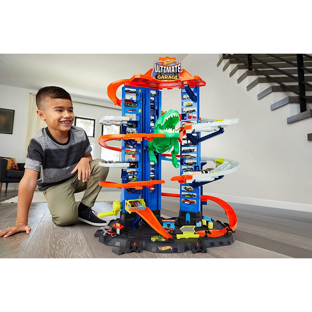 Garaj cu masinute HOT WHEELS T-rex MTGJL14, 5-8 ani, multicolor