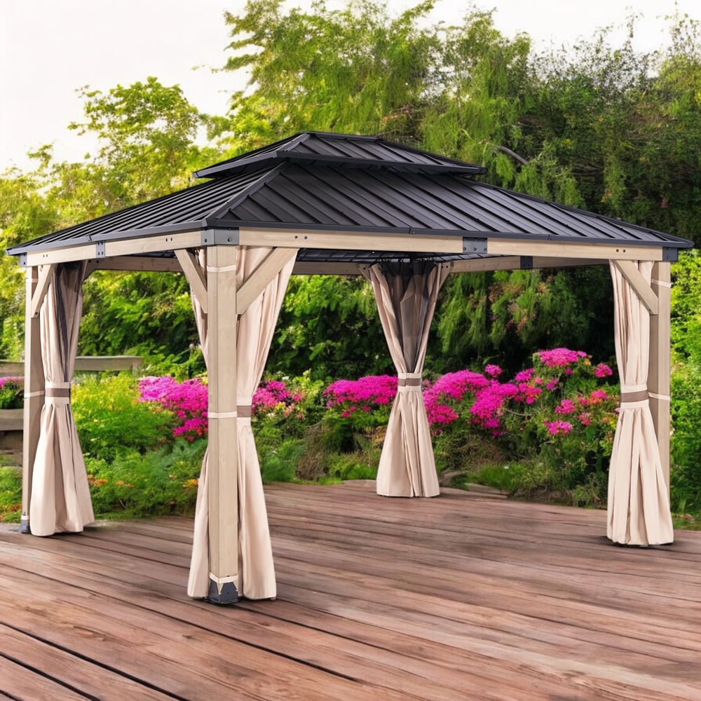 Pavilion gradina HOME DECOR, otel, 308 x 360 x 295 cm, maro taupe