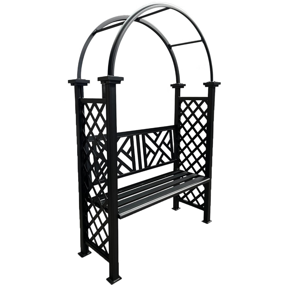 Banca gradina HOME DECOR, 130 x 48 x 208 cm, negru