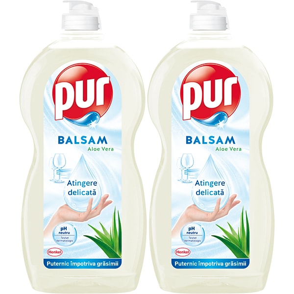 Detergent de vase PUR Aloe Vera, 2 x 1.35l