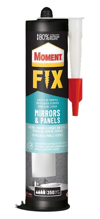 Adeziv pentru sticla MOMENT Fix Mirror & Panels, crem, 380 ml