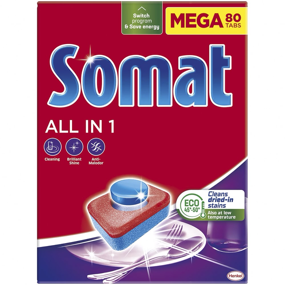Detergent pentru masina de spalat vase SOMAT All In One, 80 tablete