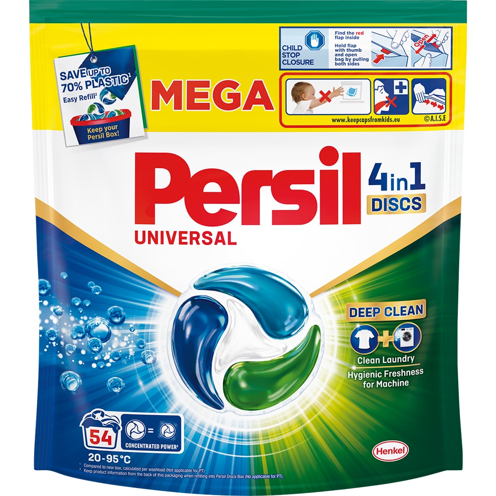Detergent capsule PERSIL 4in1 Discs Universal, 54 spalari