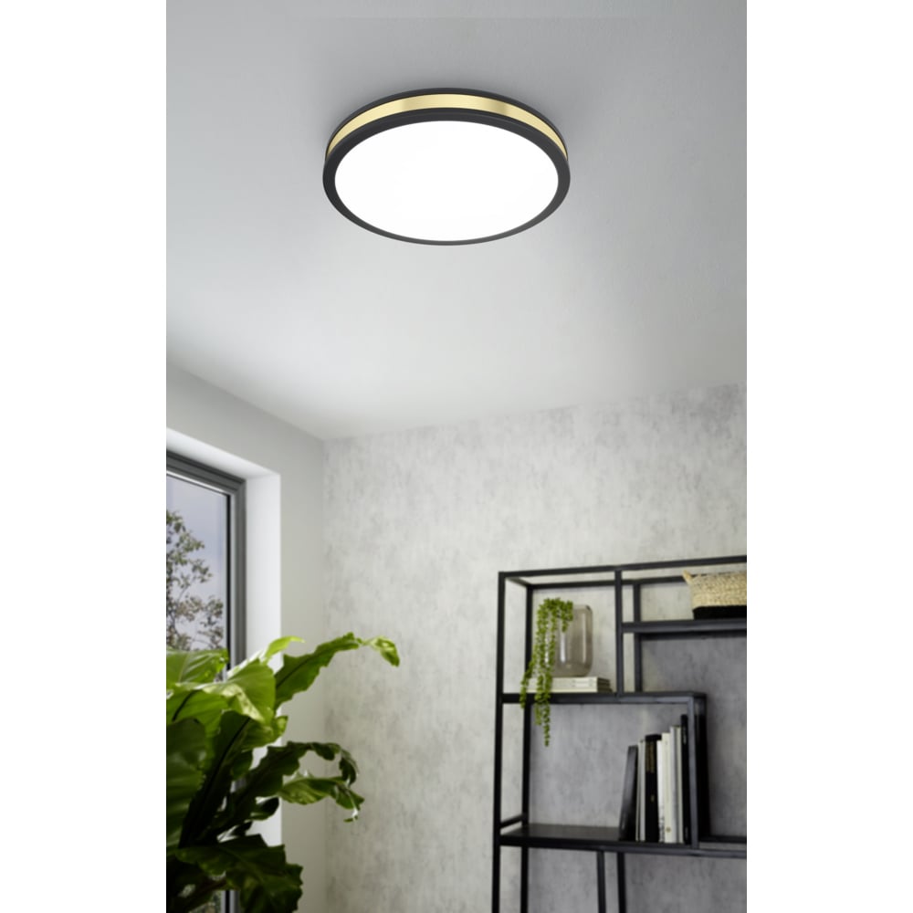 Plafoniera Led EGLO Pescaito, 10W, 1100lm, lumina calda, IP20, negru-alb