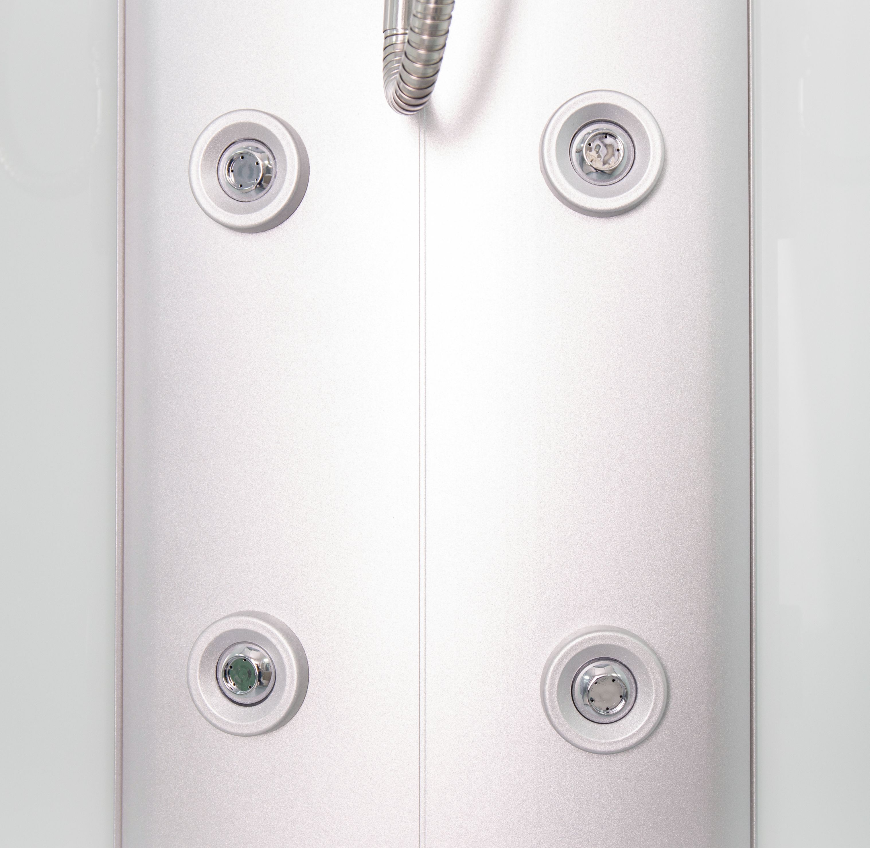 Cabina de dus cu hidromasaj SANOTECHNIK TM01, semirotunda, 88 x 88 x 215 cm, sticla securizata 4 mm, profil alb