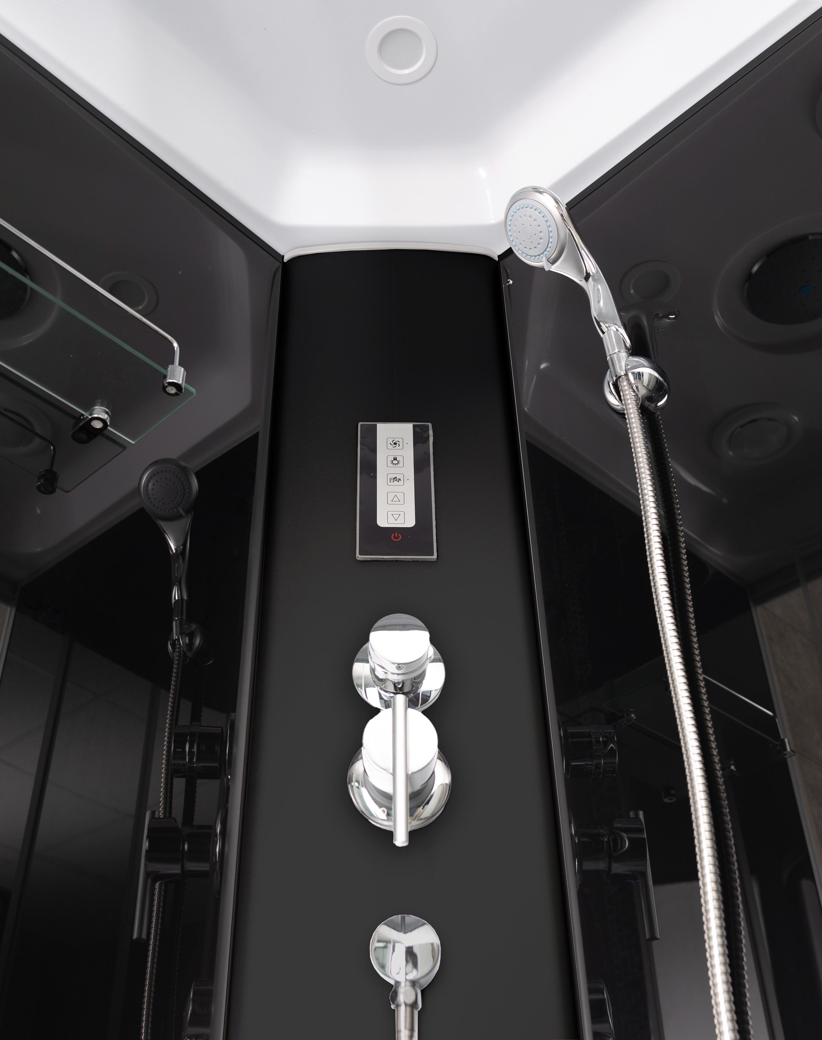 Cabina de dus cu hidromasaj SANOTECHNIK BH950BT, semirotunda, 90 x 90 x 215 cm, sticla securizata 4 mm, profil negru