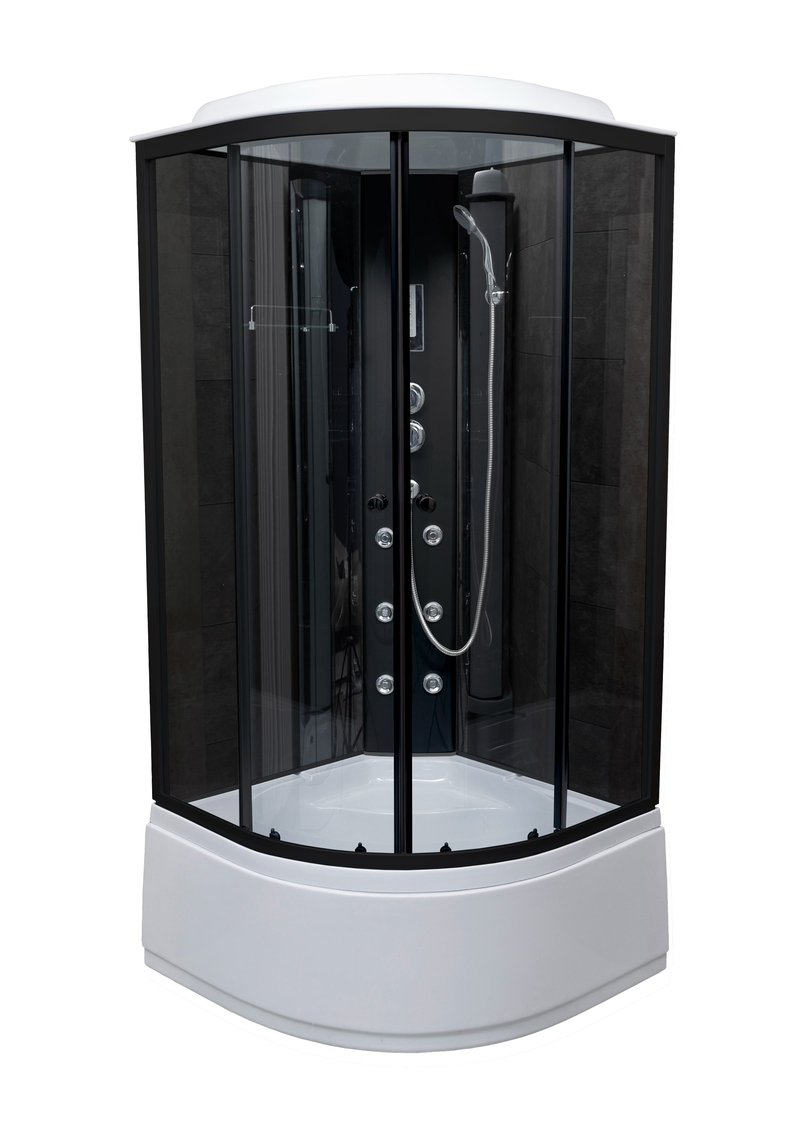 Cabina de dus cu hidromasaj SANOTECHNIK BH950BT, semirotunda, 90 x 90 x 215 cm, sticla securizata 4 mm, profil negru