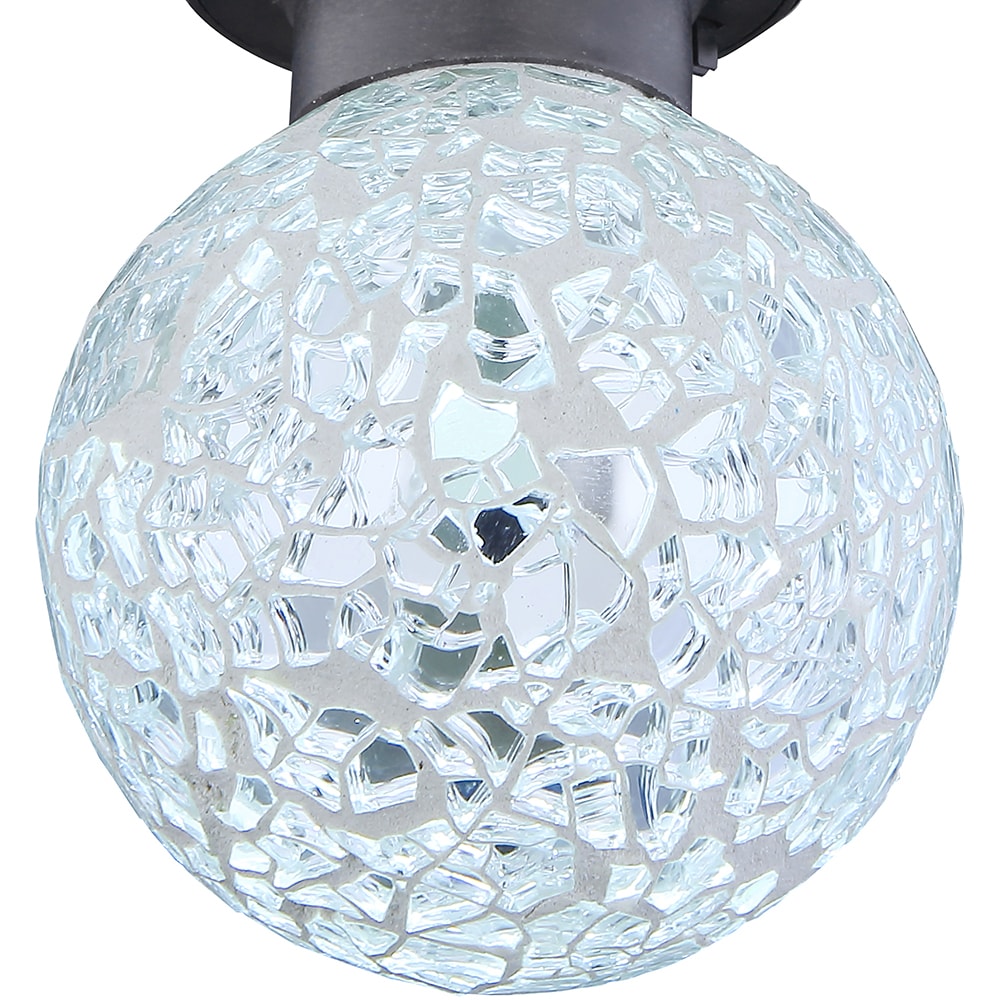 Decoratiune solara GLOBO tip bec, lumina alba, IP44, sticla, alama
