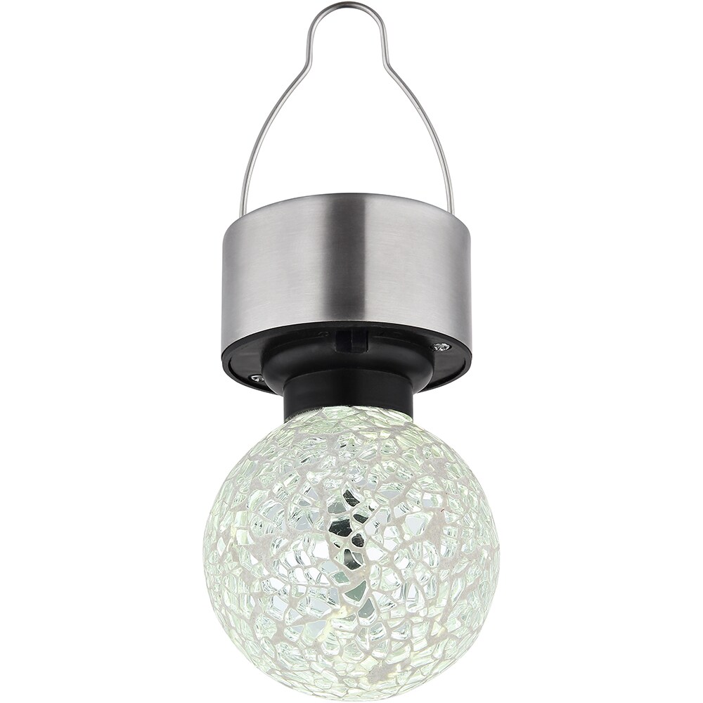 Decoratiune solara GLOBO tip bec, lumina alba, IP44, sticla, alama