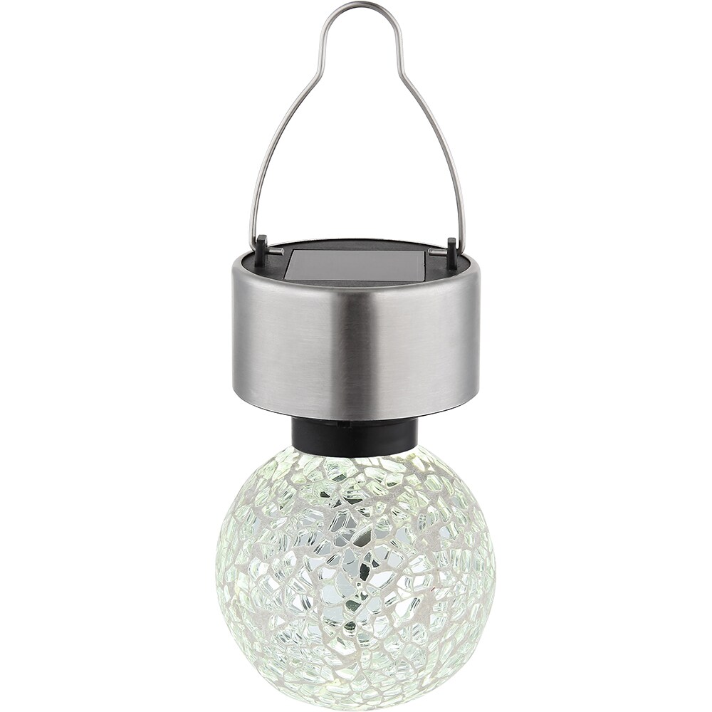 Decoratiune solara GLOBO tip bec, lumina alba, IP44, sticla, alama