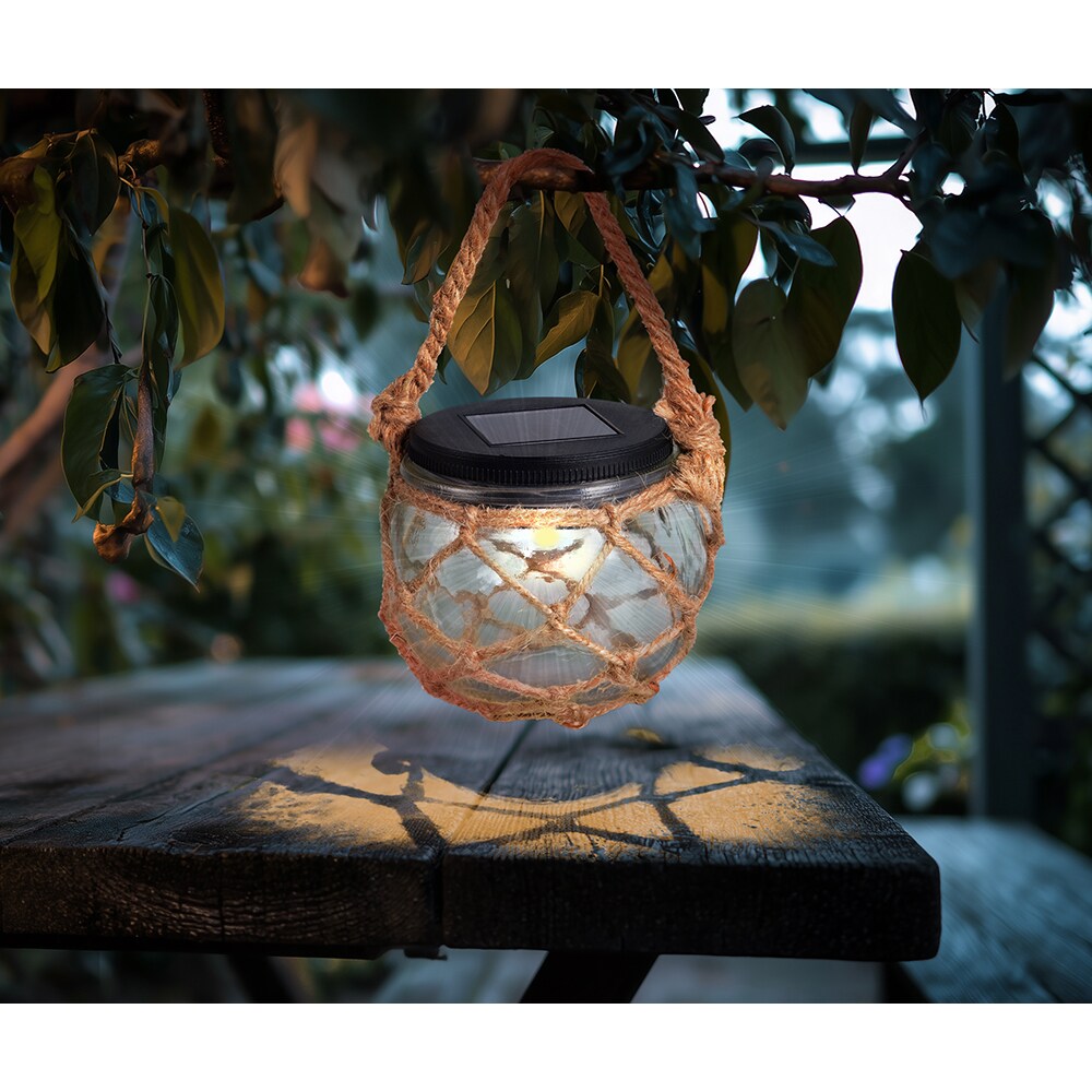 Decoratiune solara GLOBO tip borcan, LED, 0.06W, plastic, transparent