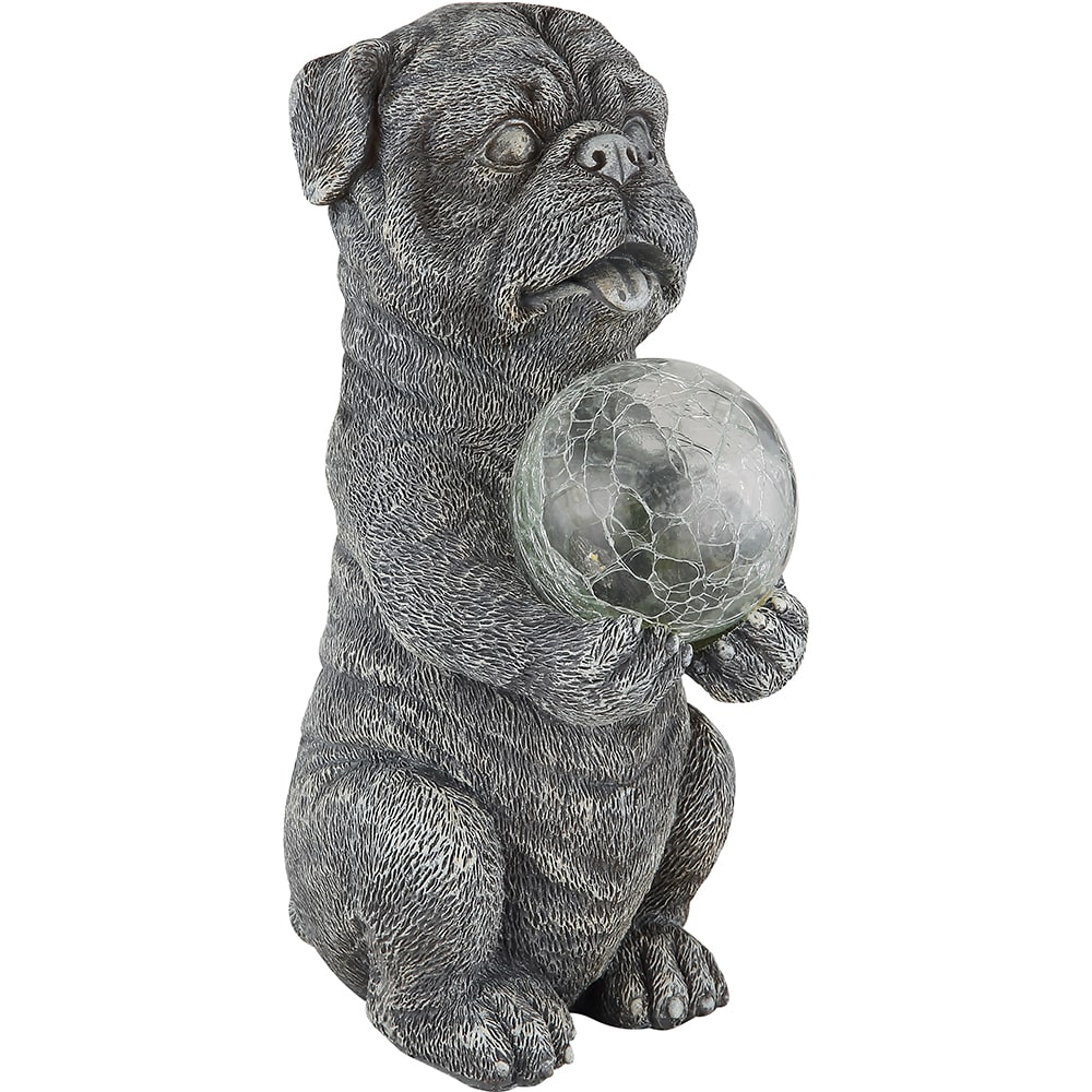 Lampa solara GLOBO caine, 3000K, IP44, plastic, gri mat