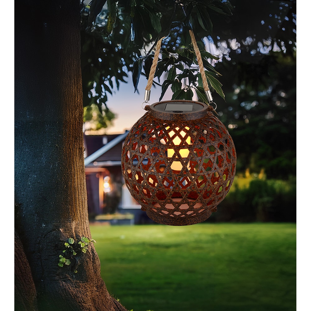 Felinar solar GLOBO, efect flacara, 1800K, plastic, bronz