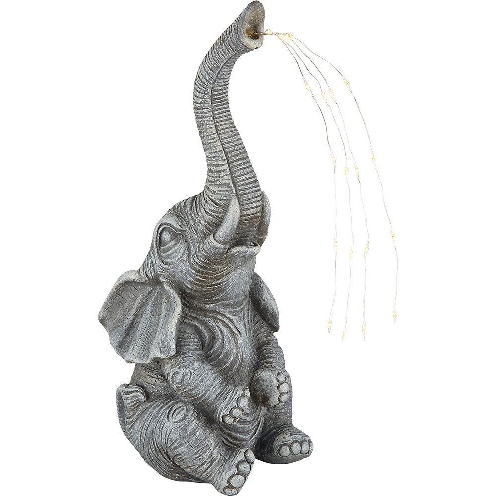 Lampa solara GLOBO elefant, 3000K, IP44, plastic, gri mat