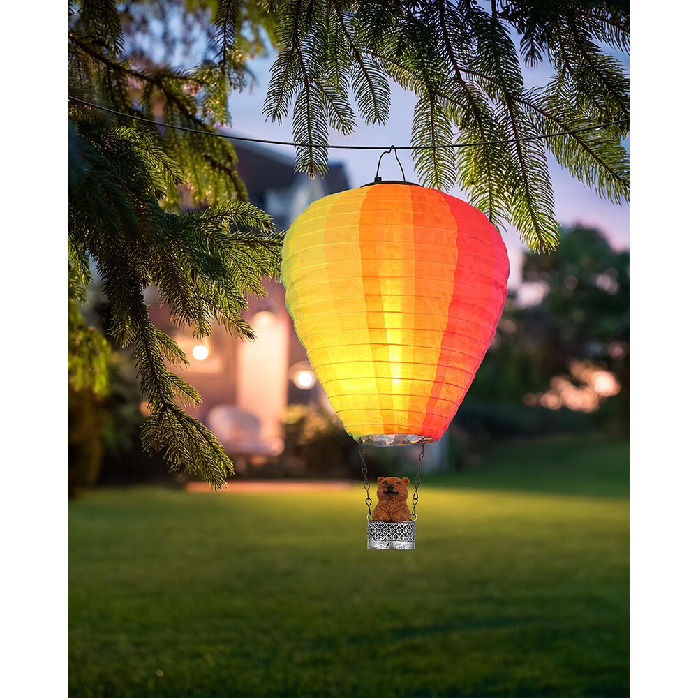 Lampa solara GLOBO balon aer cald, 1800K, IP44, plastic, argintiu