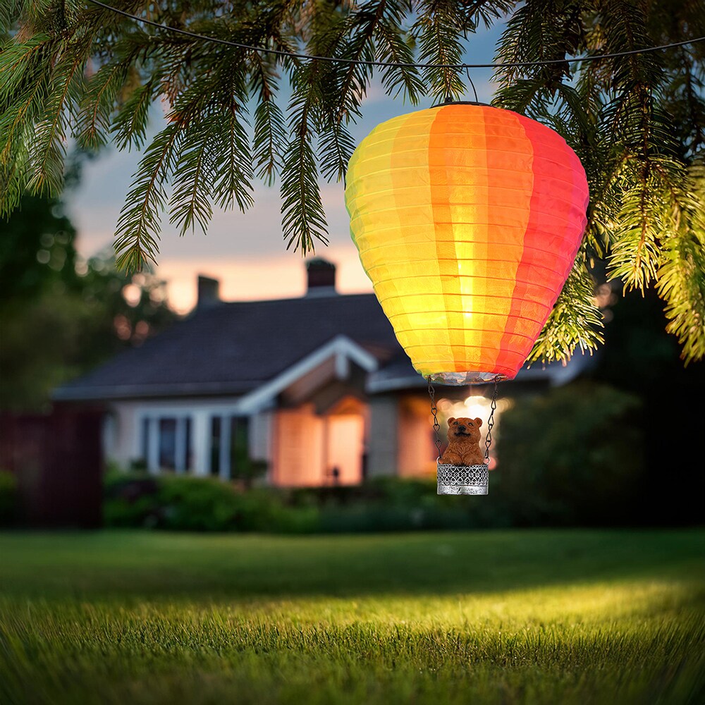 Lampa solara GLOBO balon aer cald, 1800K, IP44, plastic, argintiu