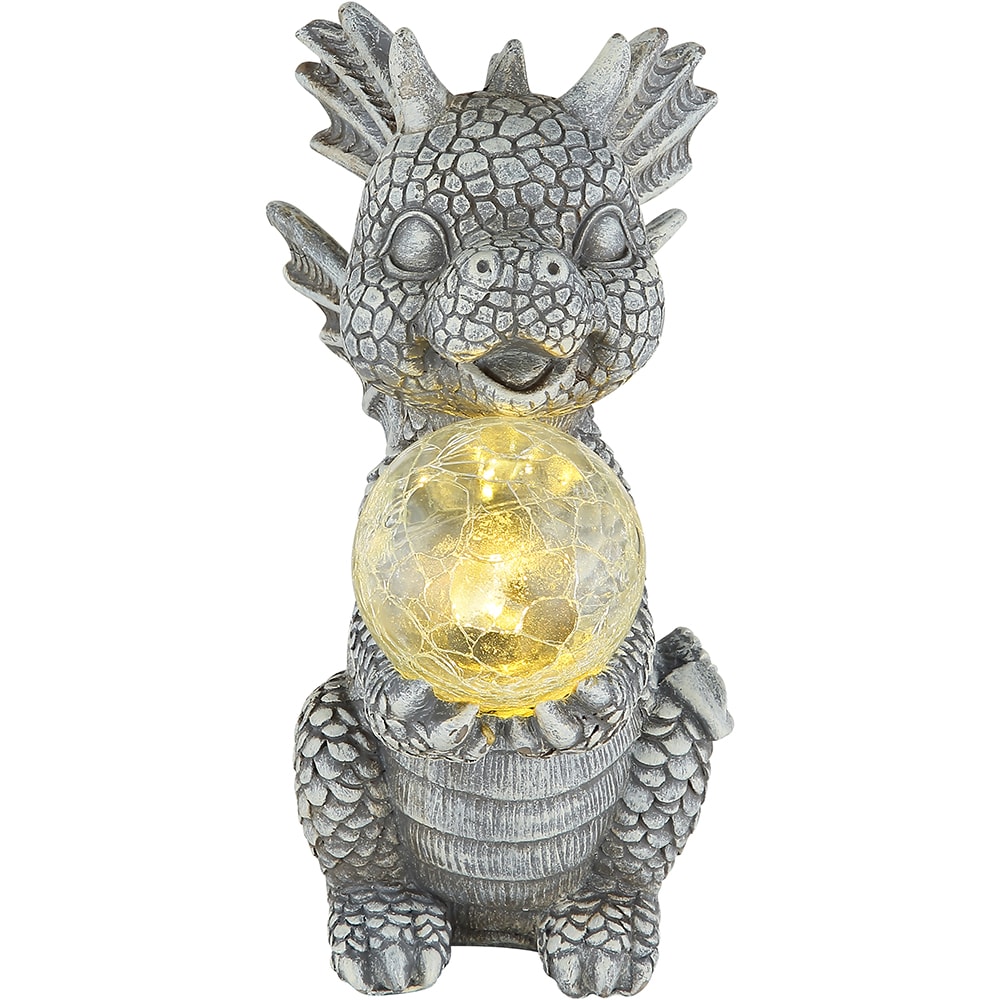 Lampa solara GLOBO dragon, 3000K, IP44, plastic, gri mat
