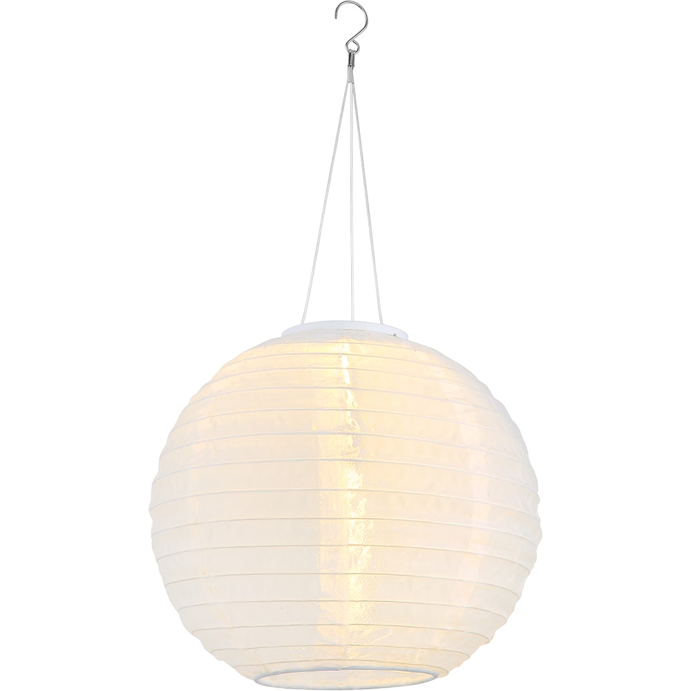 Lampa solara GLOBO balon textil, 2700K, IP44, plastic, alb